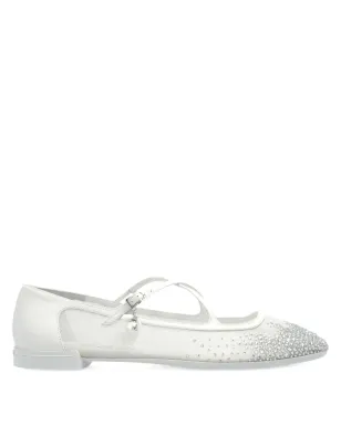 Jimmy Choo クリスタル装飾フラットパンプス - ホワイト - サムネイル1
