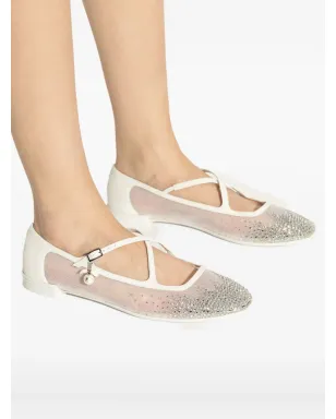 Jimmy Choo クリスタル装飾フラットパンプス - ホワイト - サムネイル5