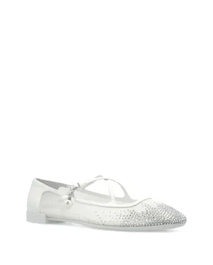 Jimmy Choo クリスタル装飾フラットパンプス - ホワイト - サムネイル2