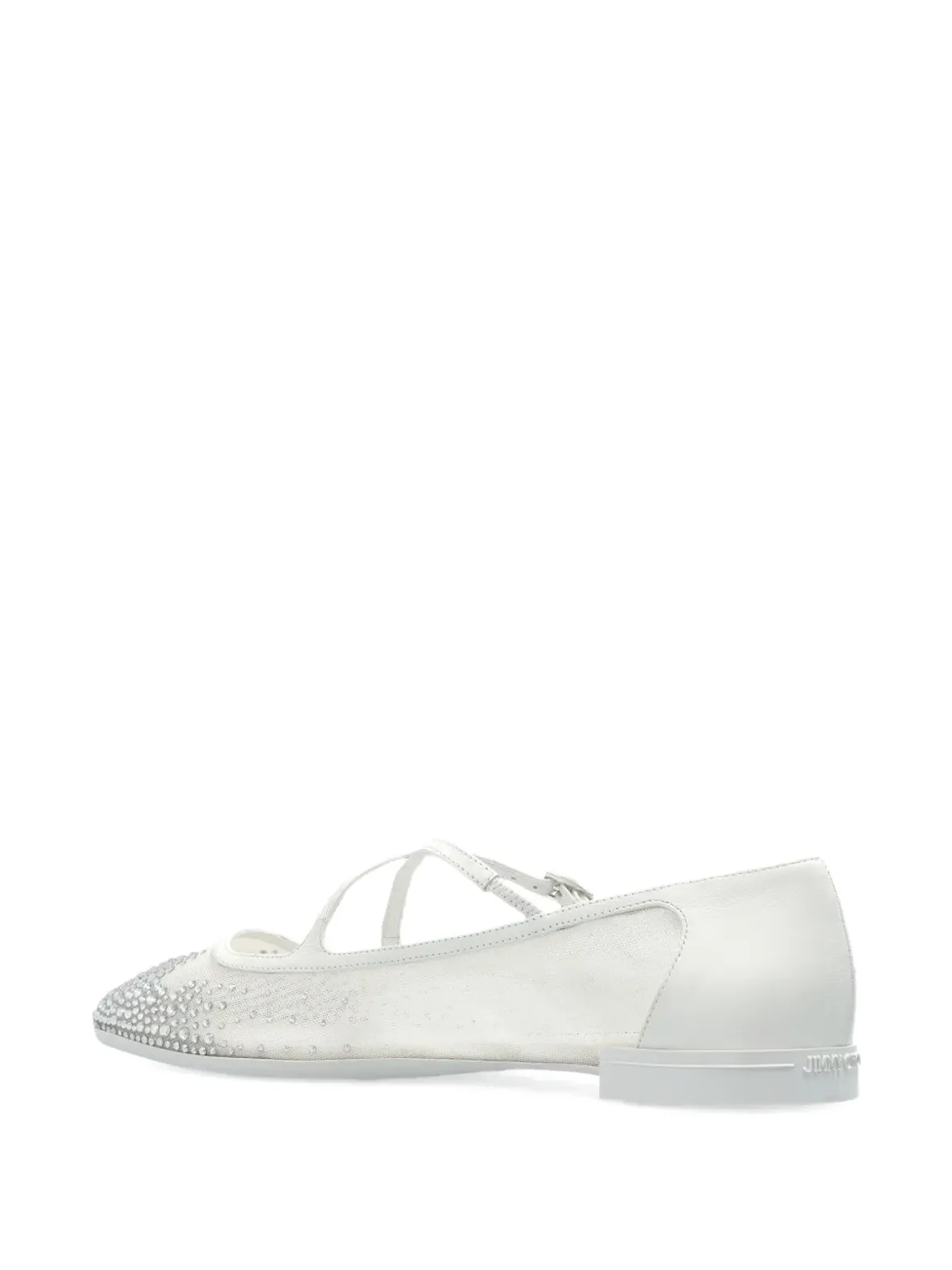 Jimmy Choo クリスタル装飾フラットパンプス - ホワイト - 画像3