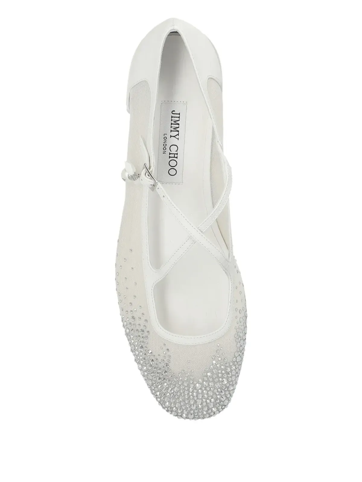 Jimmy Choo クリスタル装飾フラットパンプス - ホワイト - 画像4