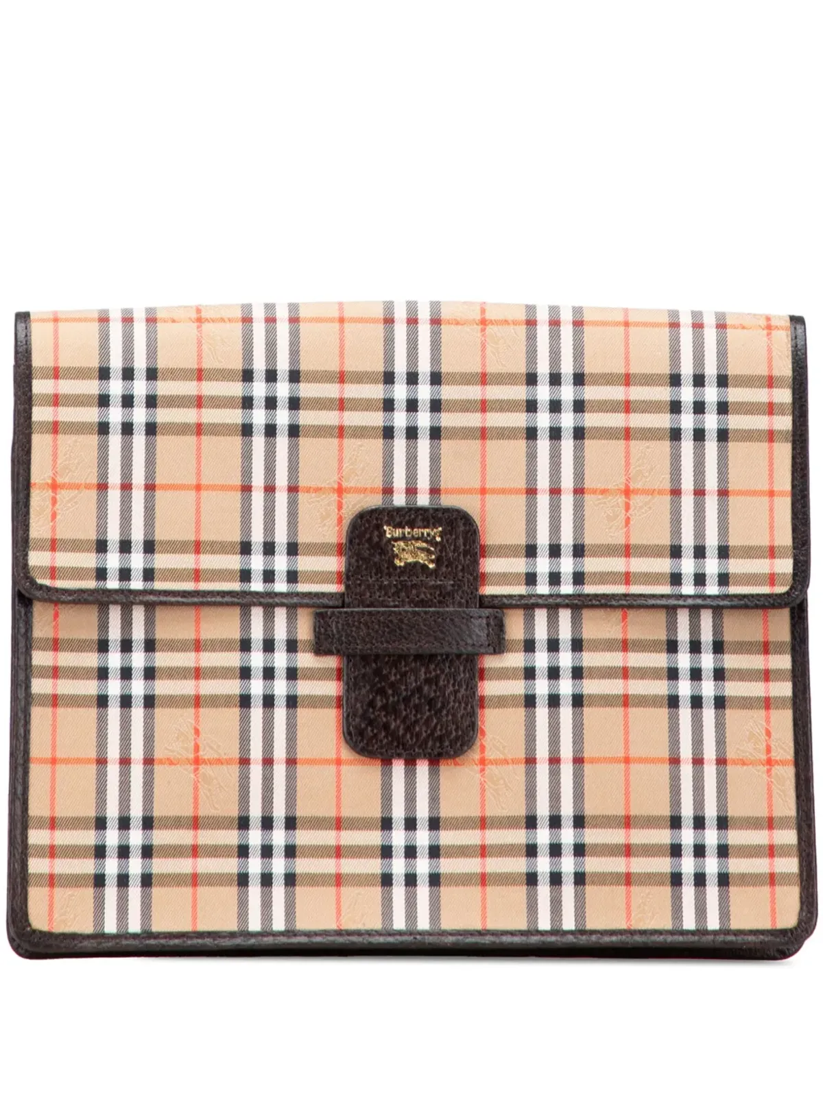 Burberry Pre-Owned 20世紀 ヘイマーケット チェック キャンバス クラッチバッグ ブラウン - 画像1
