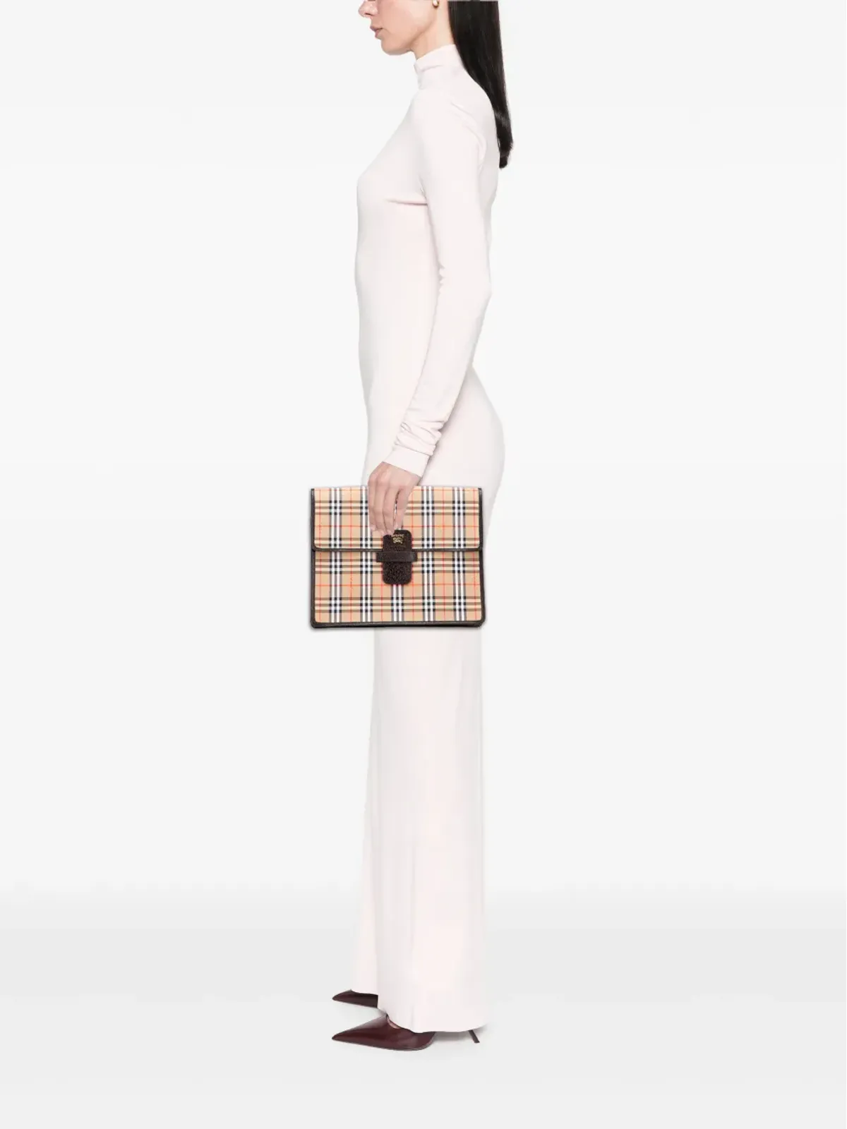 Burberry Pre-Owned 20世紀 ヘイマーケット チェック キャンバス クラッチバッグ ブラウン - 画像2