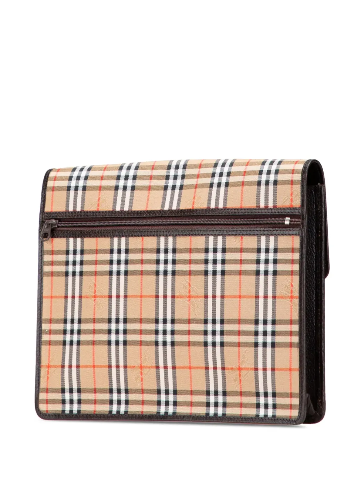 Burberry Pre-Owned 20世紀 ヘイマーケット チェック キャンバス クラッチバッグ ブラウン - 画像3