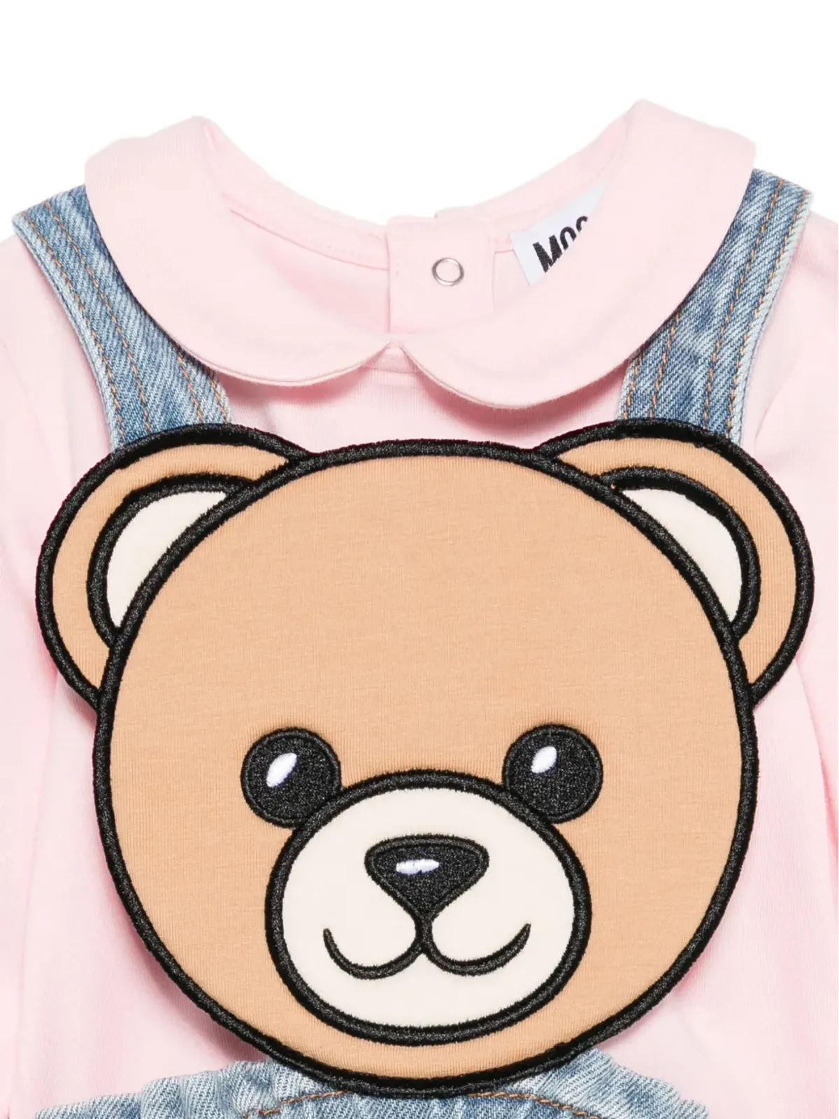 Moschino Kids テディベアのアップリケ付きデニムドレス - ピンク - 画像3