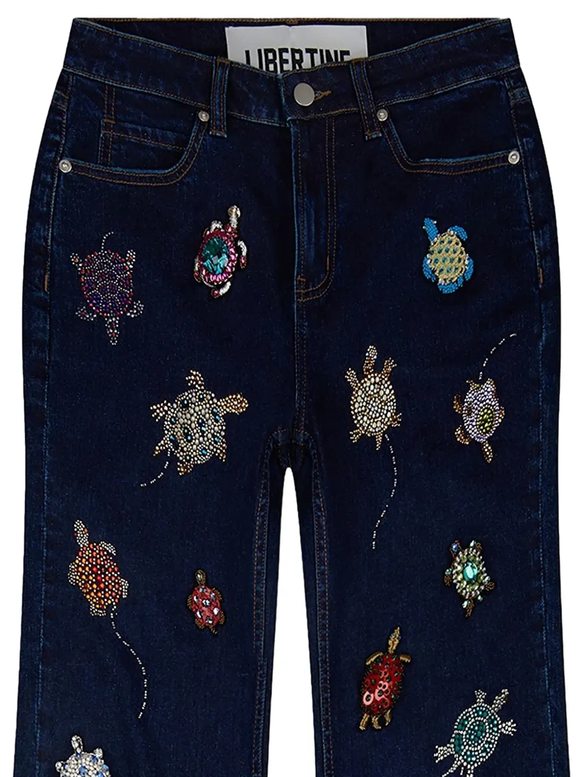 Libertine Libertine turtle-embroidery jeans - Blue - 画像2