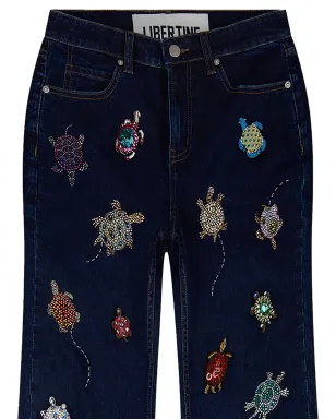 Libertine Libertine turtle-embroidery jeans - Blue - サムネイル2