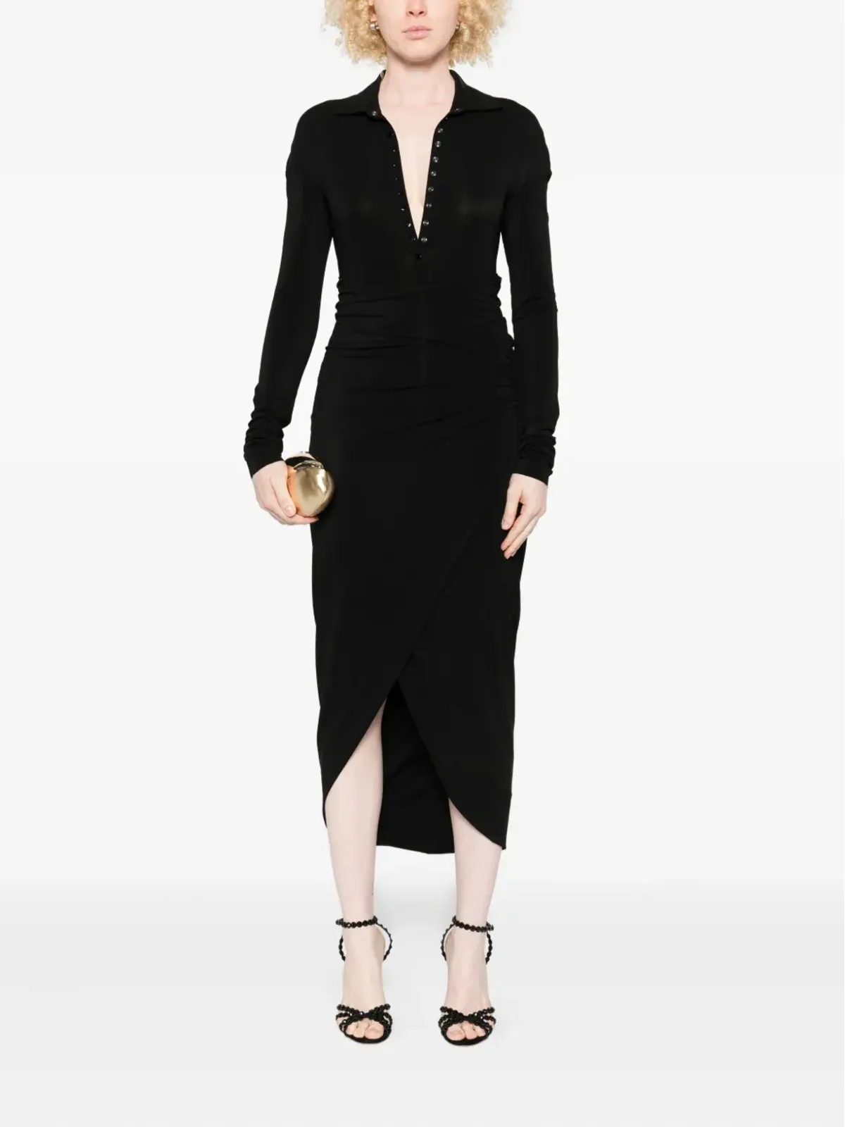 Alberta Ferretti 长袖アシンメトリーミディドレス - 画像2