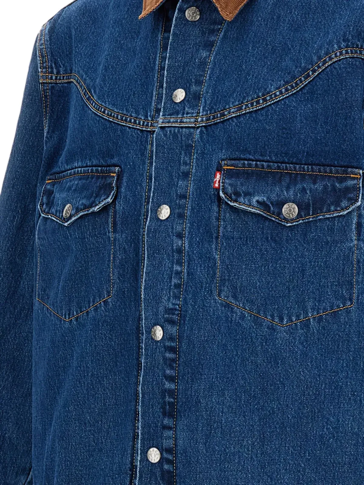 Levi's コーデュロイ襟付きデニムジャケット ブルー - 画像3