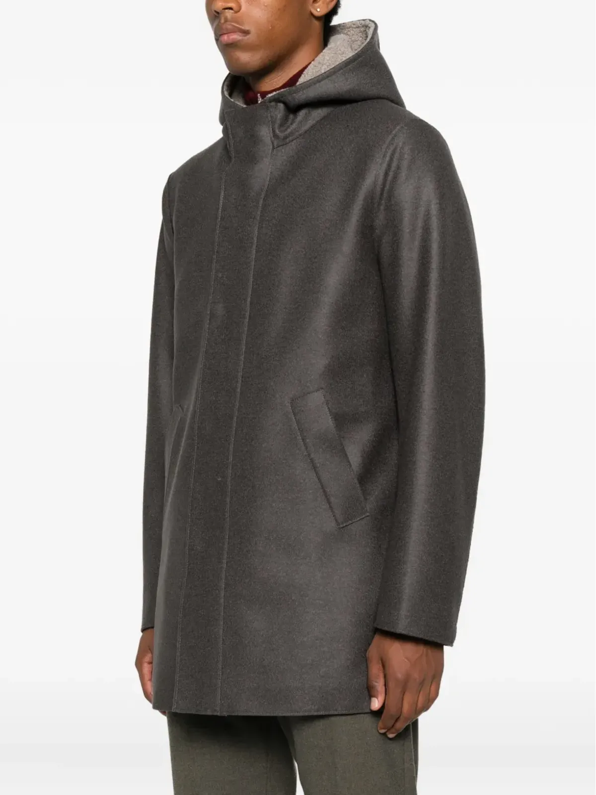 Harris Wharf London フード付きウェルトポケットコート - 画像3