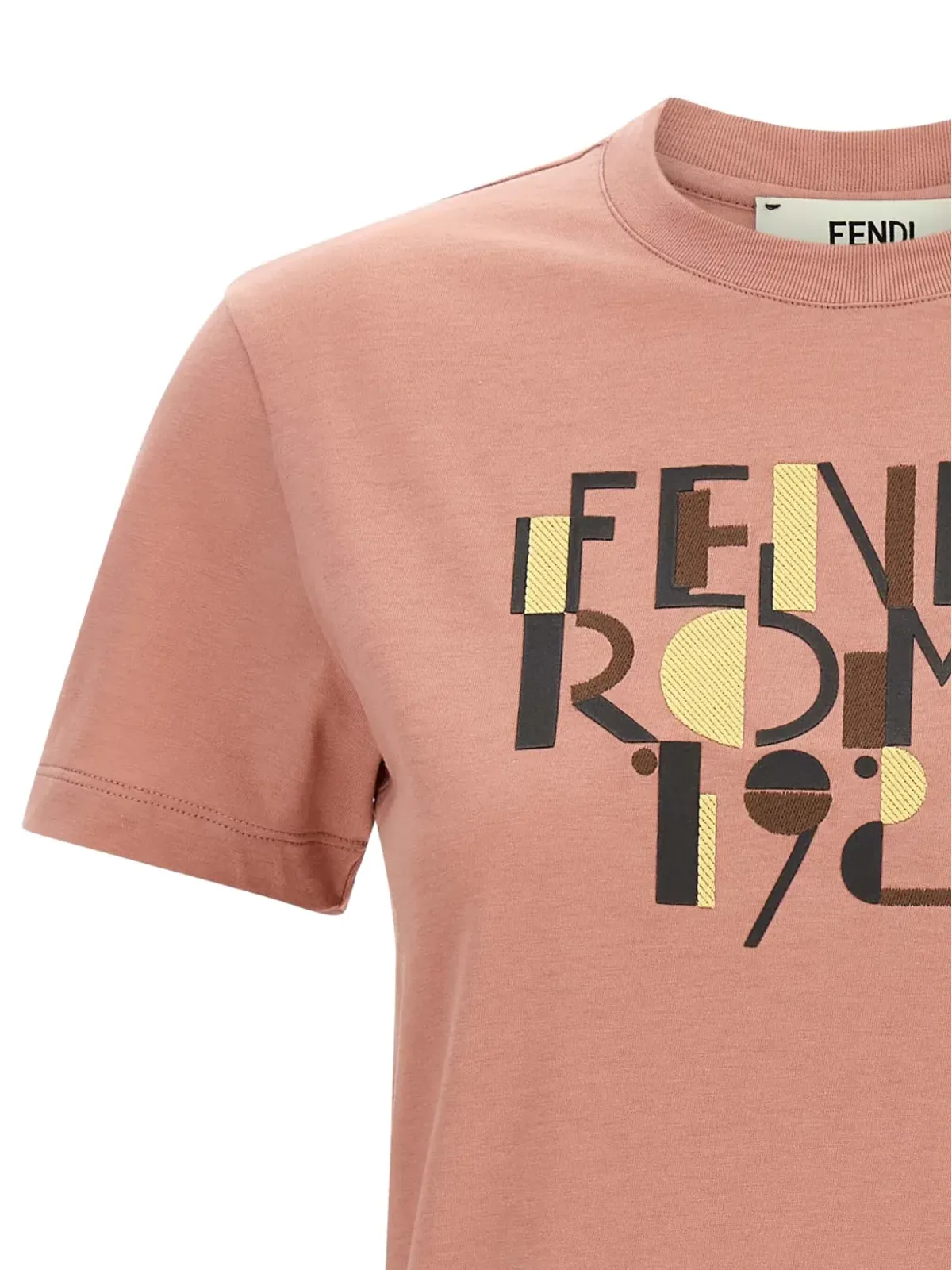 FENDI 刺繍入りピンクのTシャツ - 画像4