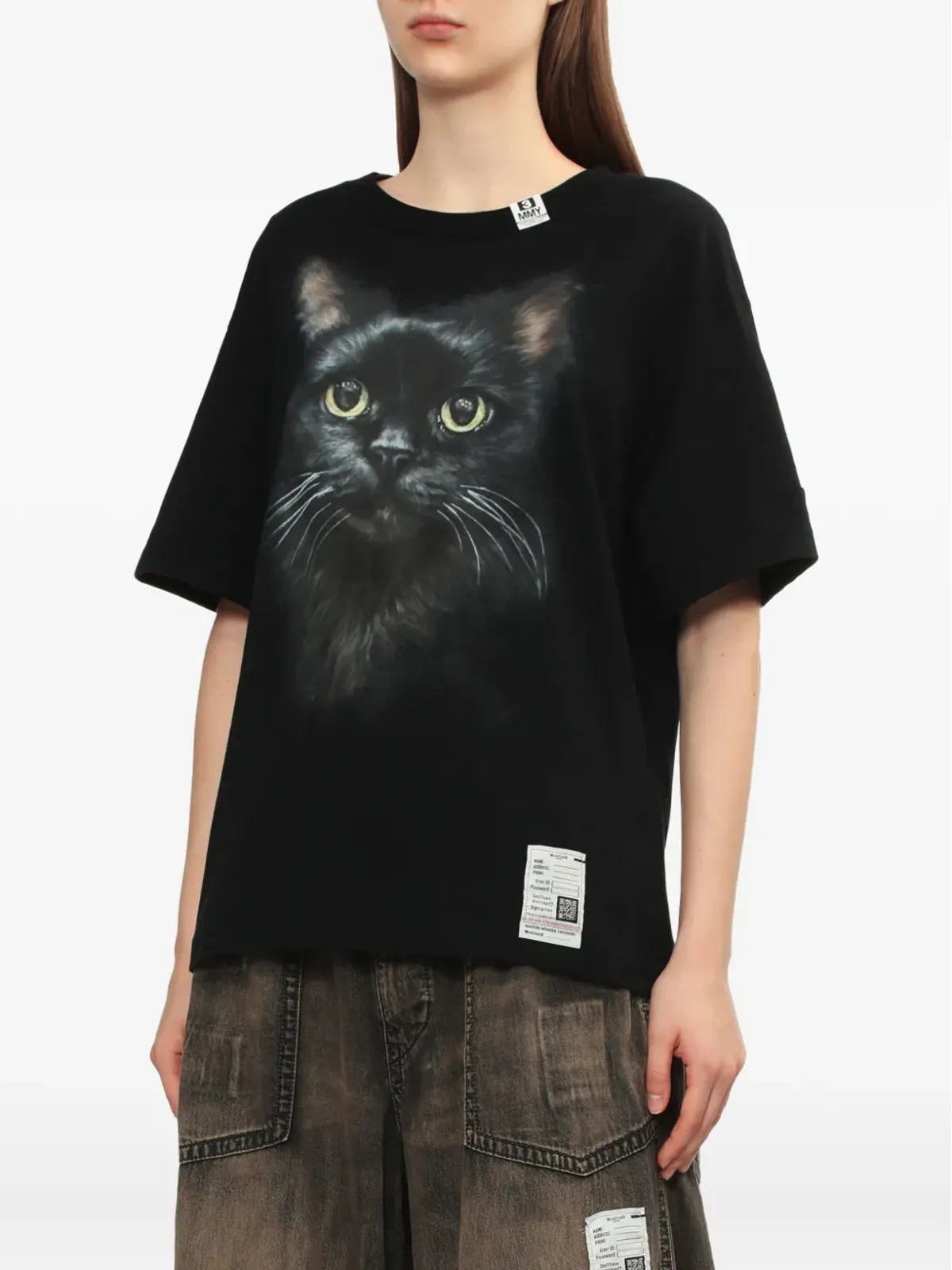 Maison MIHARA YASUHIRO 猫プリントTシャツ ブラック - 画像3