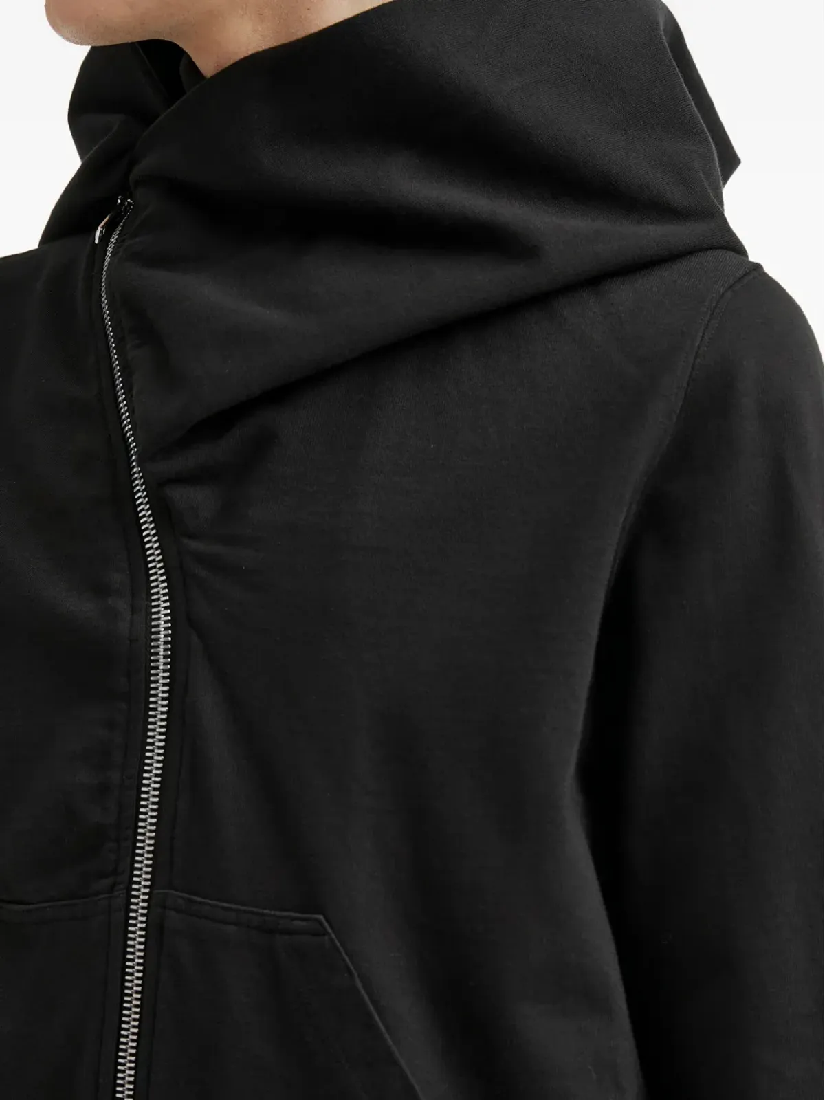 Rick Owens DRKSHDW アシンメトリックジップファスニングフーディー - ブラック - 画像5