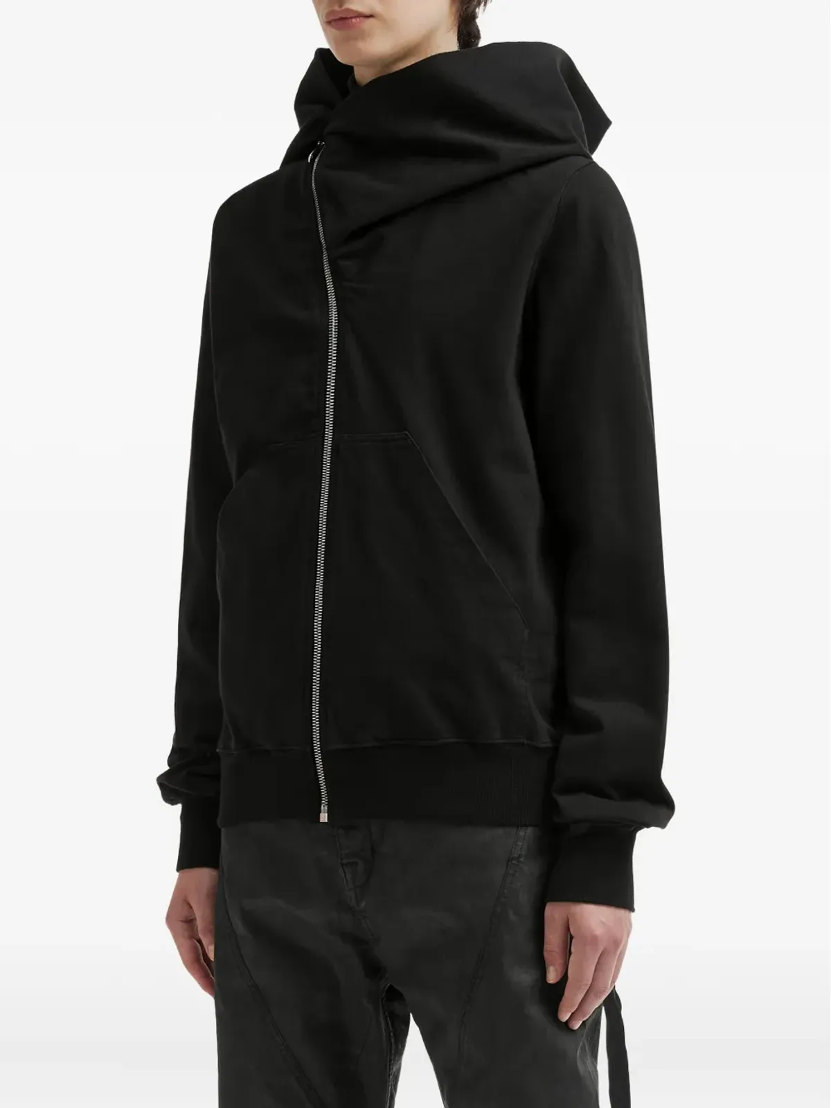 Rick Owens DRKSHDW アシンメトリックジップファスニングフーディー - ブラック - 画像3
