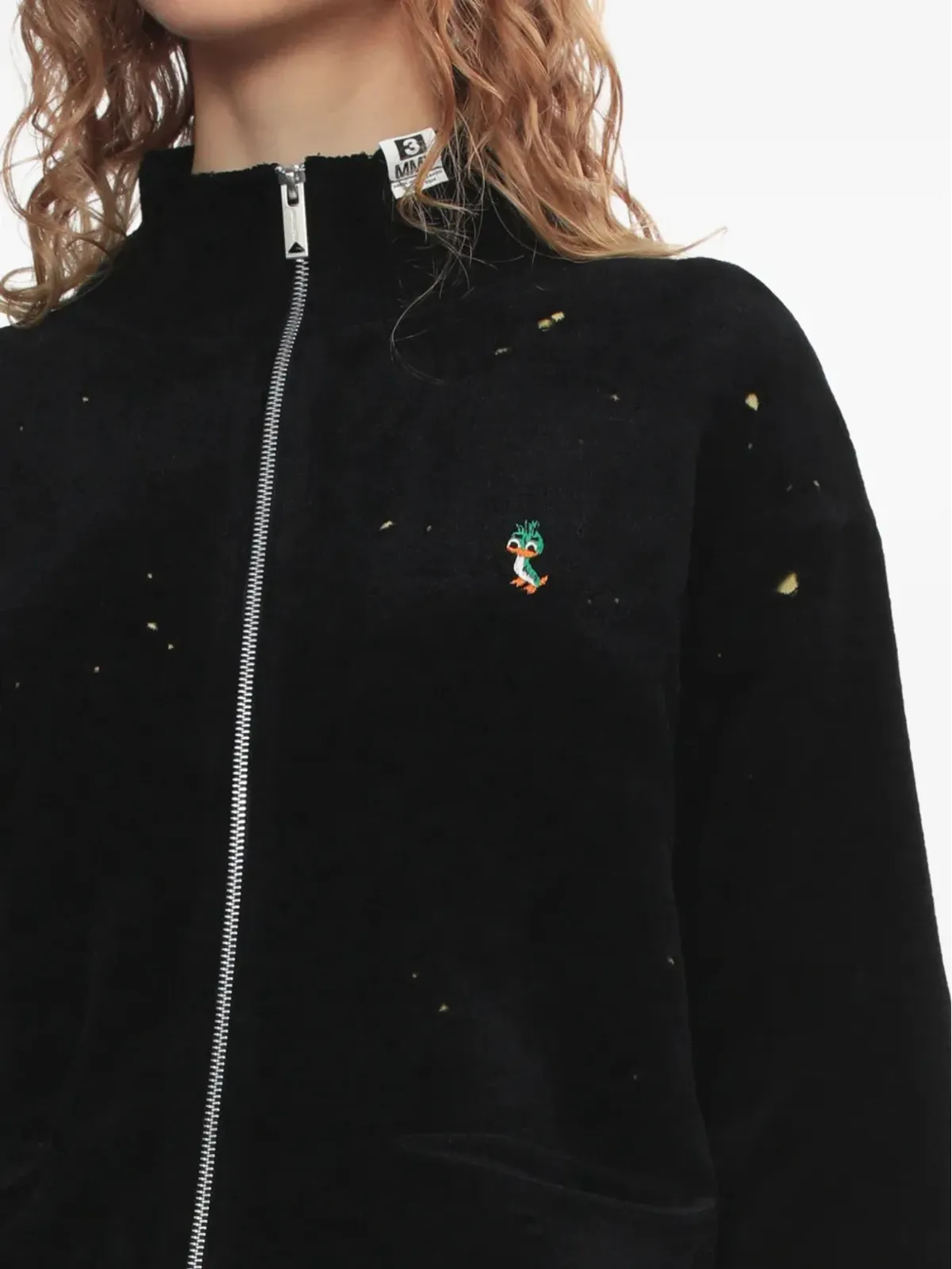 Maison MIHARA YASUHIRO ほつれ加工のジップアップカーディガン - 画像5