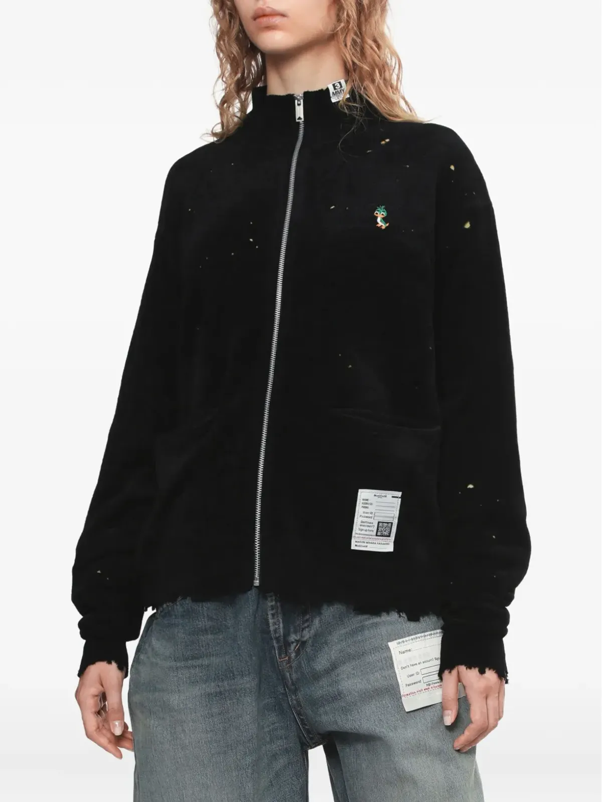 Maison MIHARA YASUHIRO ほつれ加工のジップアップカーディガン - 画像3