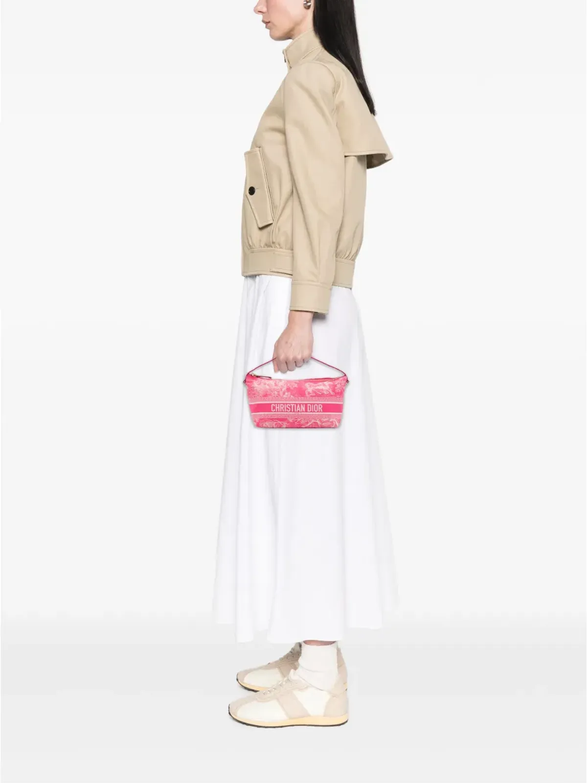 Christian Dior Pre-Owned 2022 テクニカルファブリック Toile de Jouy リバース DiorTravel Nomad ポーチ ハンドバッグ - 画像2