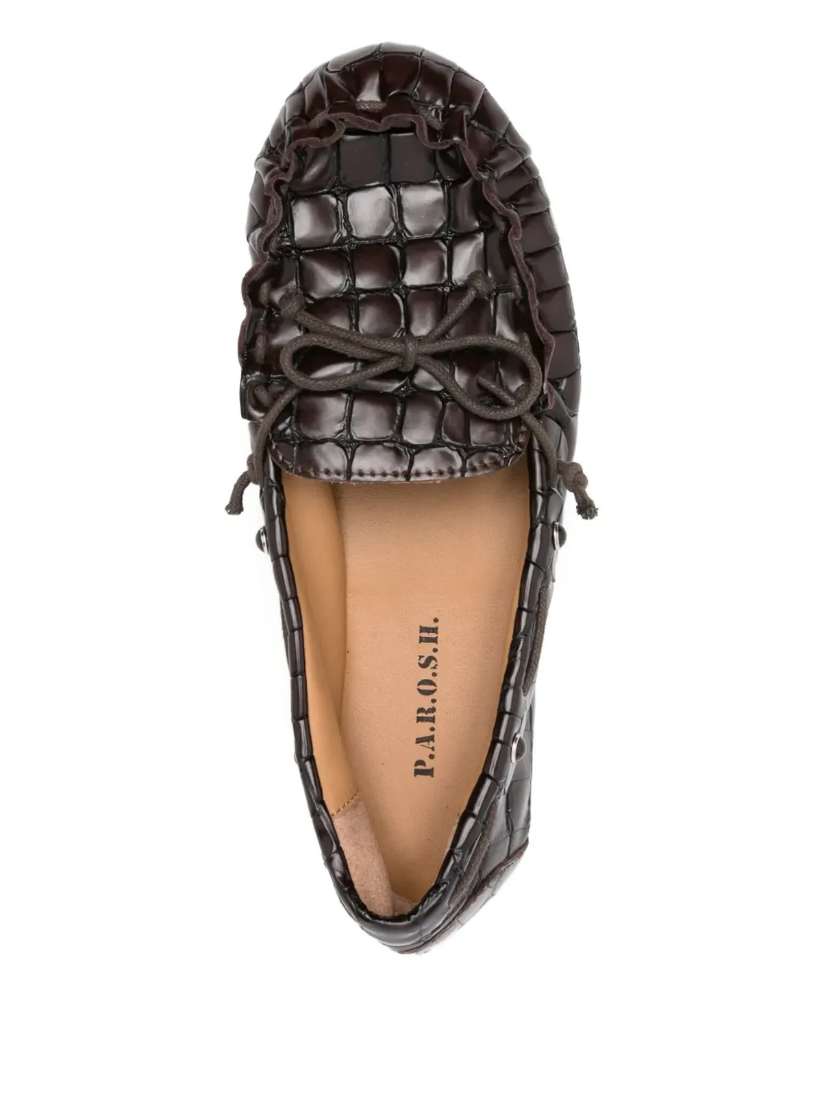 P.A.R.O.S.H. embossed leather loafers - Brown - 画像4