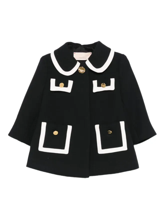 Elisabetta Franchi La Mia Bambina Elisabetta Franchi La Mia Bambina ピーターパンカラー ボタンコート - ブラックの商品画像