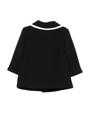 Elisabetta Franchi La Mia Bambina ピーターパンカラー ボタンコート - ブラック - サムネイル2