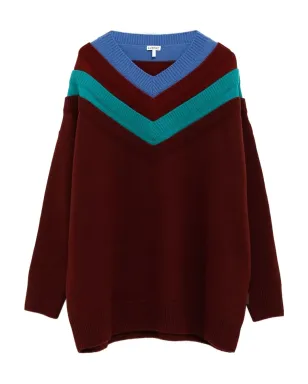 LOEWE Vネックストライプセーター - サムネイル1