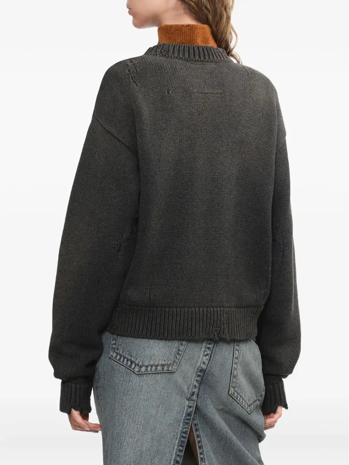 Maison MIHARA YASUHIRO cat-face distressed knitted sweater - Black - 画像4
