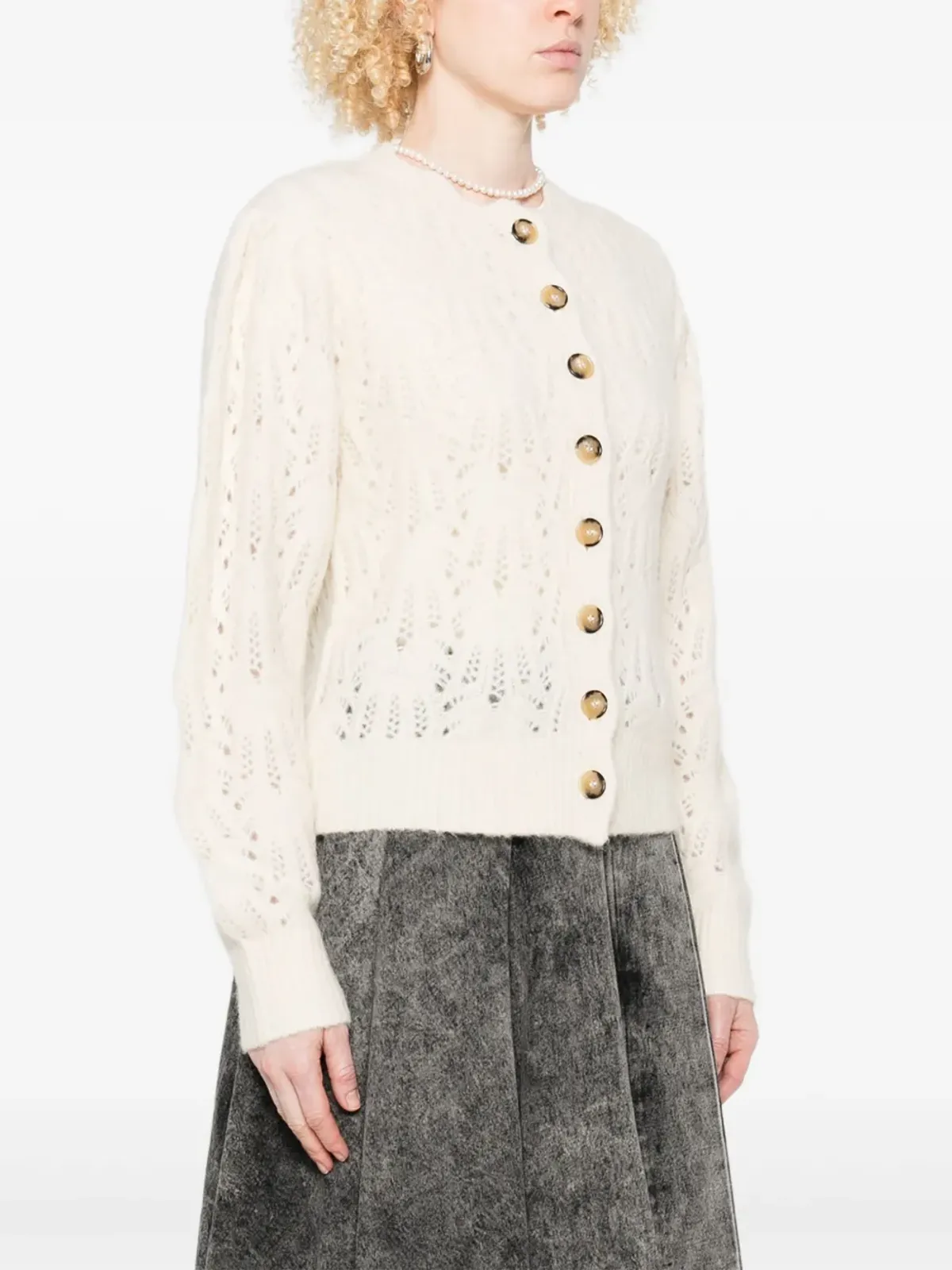 MARANT ÉTOILE ボタンフロントのオープンニットカーディガン - Neutrals - 画像3
