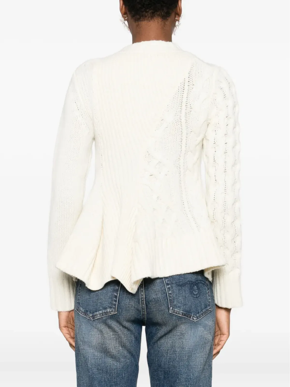 sacai ケーブルニット・フリルヘムセーター - 画像4