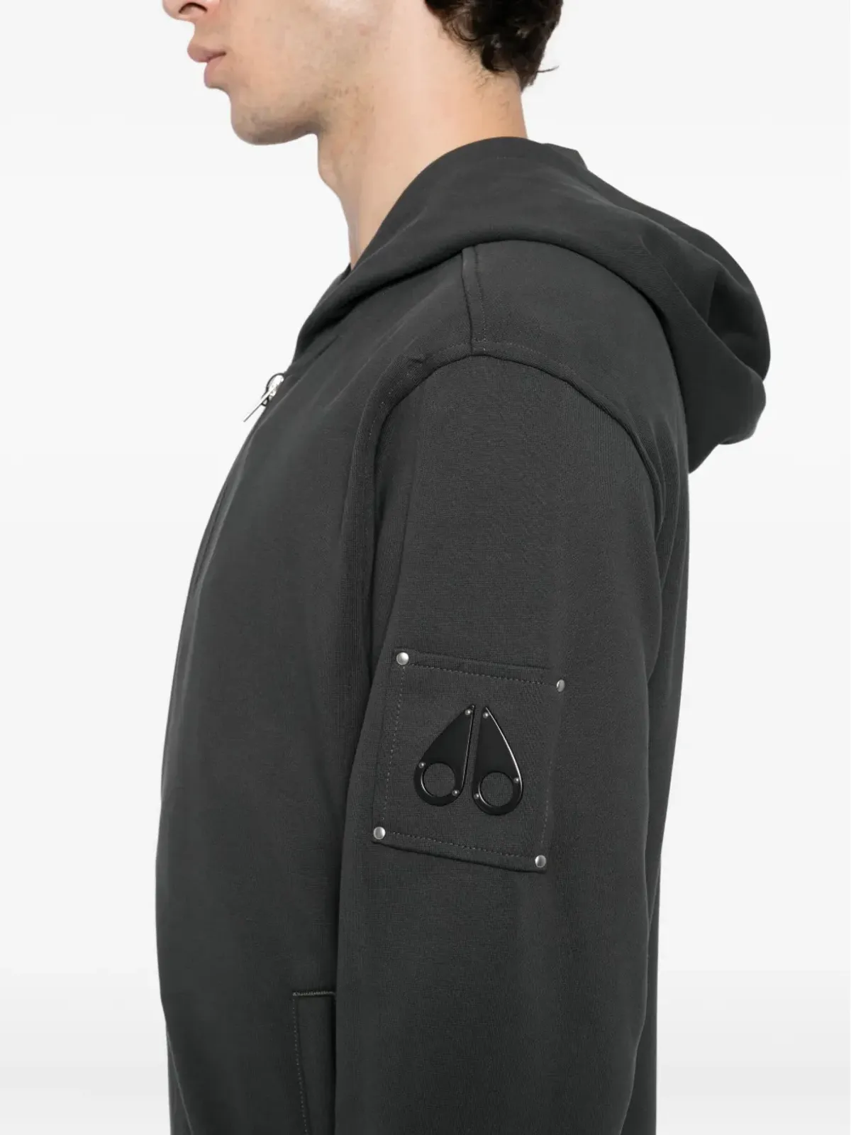 Moose Knuckles ロゴプレート付きコットンフーディ - グレー - 画像5
