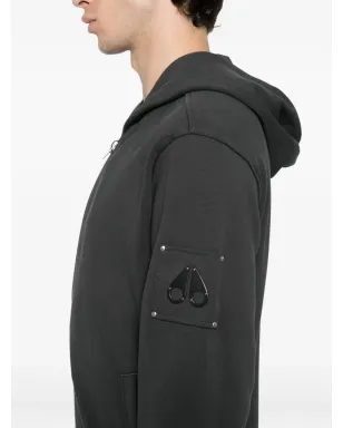 Moose Knuckles ロゴプレート付きコットンフーディ - グレー - サムネイル5