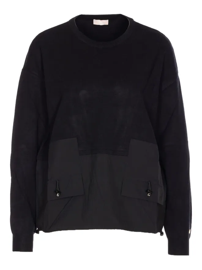 LIU JO LIU JO クルーネック パネルド スウェットシャツ ブラックの商品画像