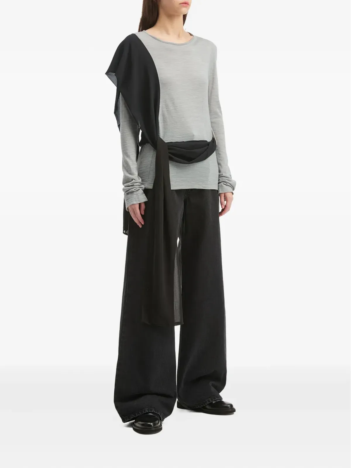 MM6 Maison Margiela ドレープパネル長袖トップス - 画像2