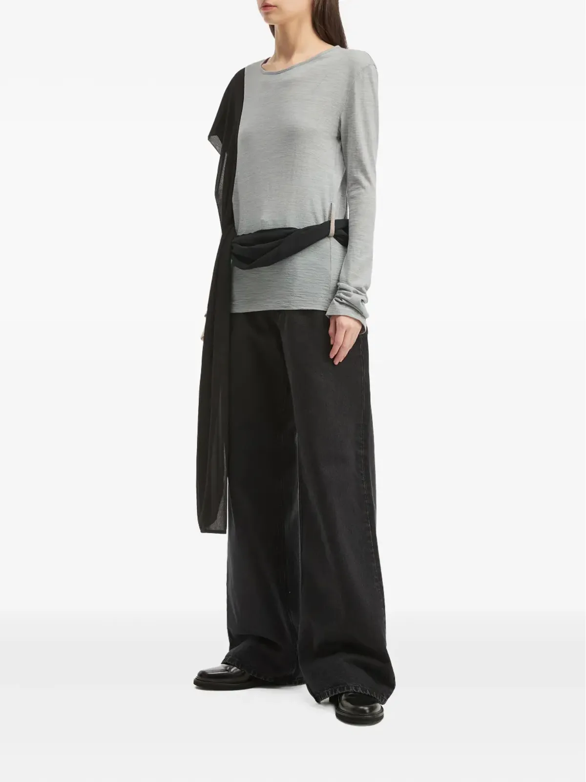MM6 Maison Margiela ドレープパネル長袖トップス - 画像3