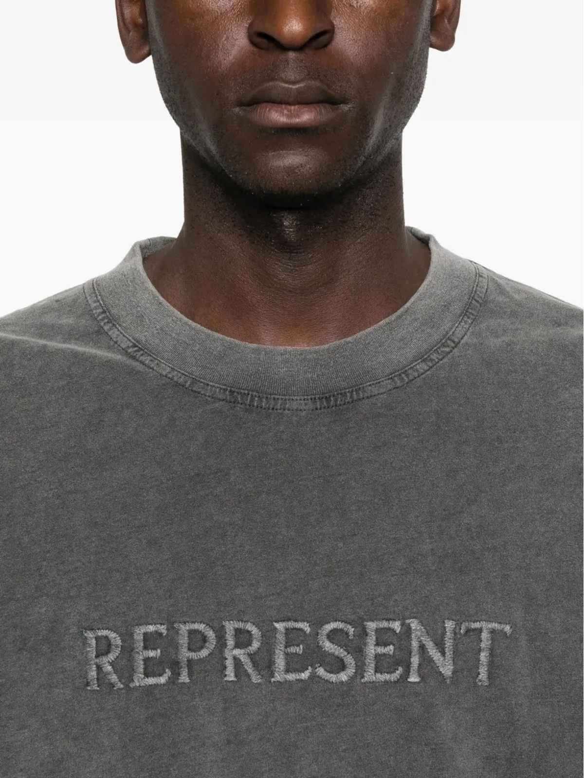 Represent 刺繍ディテールのコットンTシャツ - グレー - 画像4