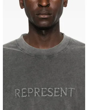 Represent 刺繍ディテールのコットンTシャツ - グレー - サムネイル4