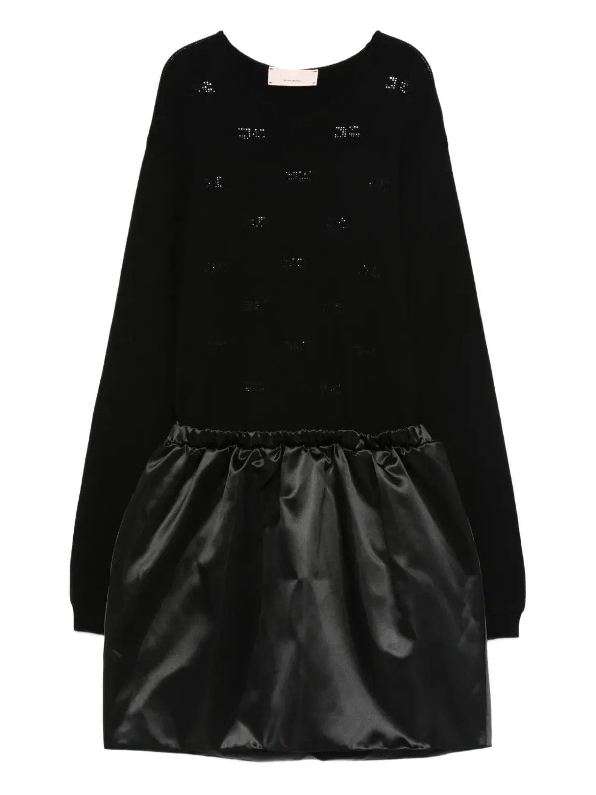 Elisabetta Franchi La Mia Bambina ジュエル付きサテンパネルドレス - ブラック - 画像1
