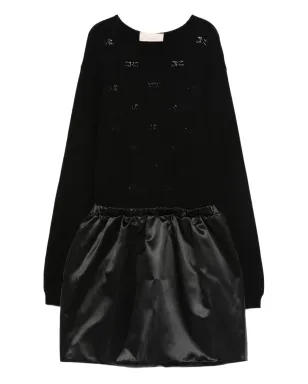 Elisabetta Franchi La Mia Bambina ジュエル付きサテンパネルドレス - ブラック - サムネイル1
