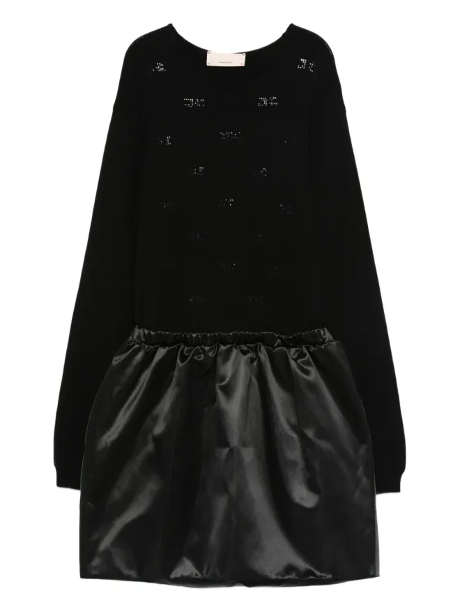 Elisabetta Franchi La Mia Bambina Elisabetta Franchi La Mia Bambina ジュエル付きサテンパネルドレス - ブラックの商品画像