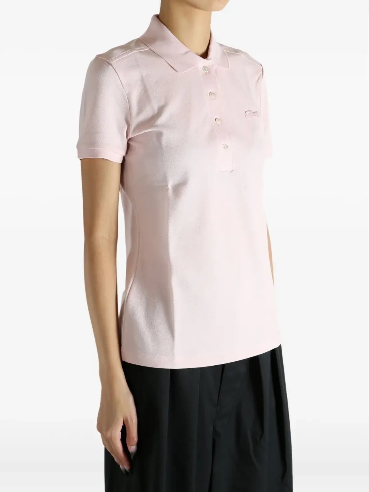 Lacoste 刺繍ロゴ入りピンクポロシャツ - 画像3