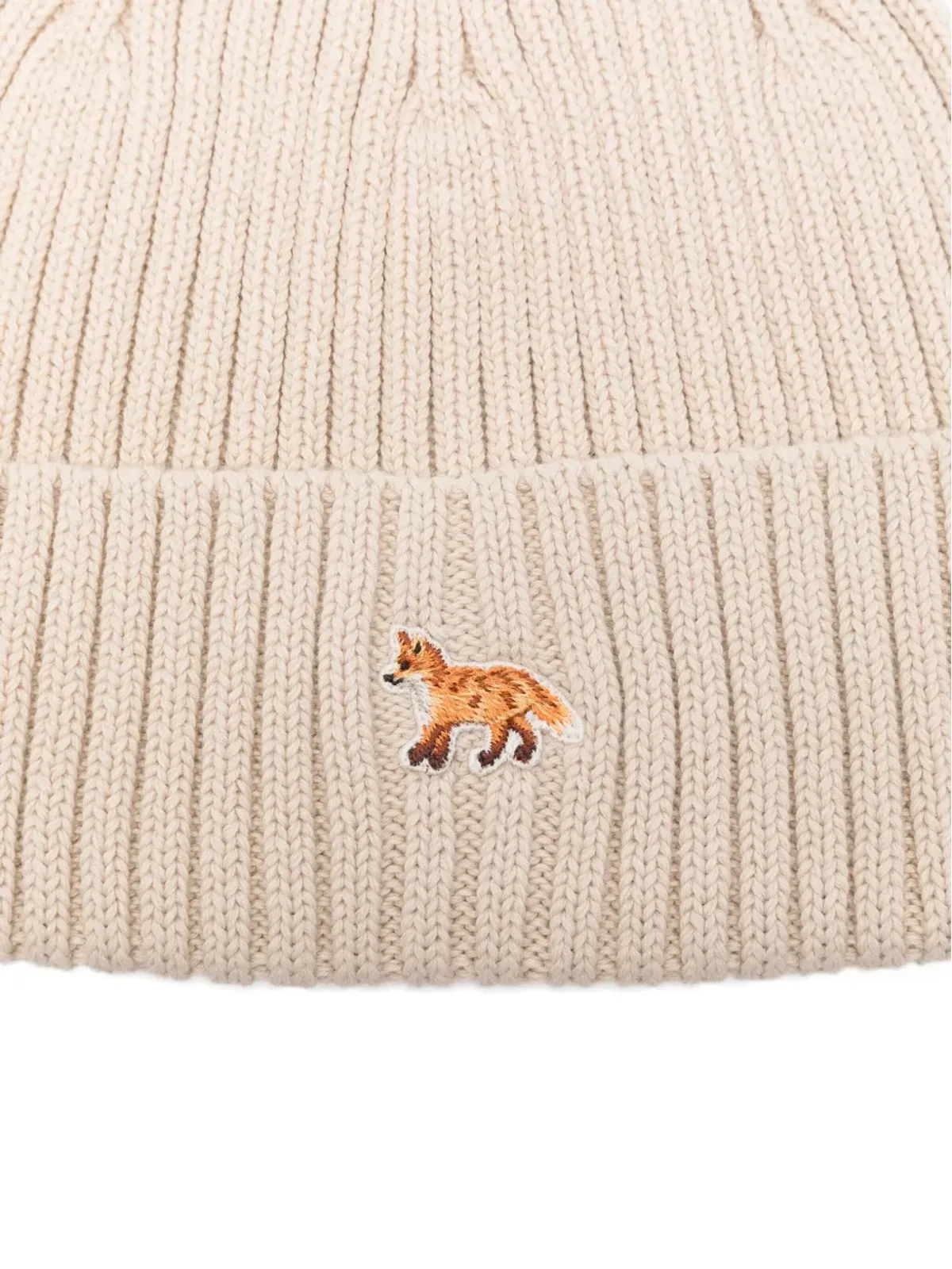 Maison Kitsuné リブ編み刺繍ビーニー（ナチュラル） - 画像3