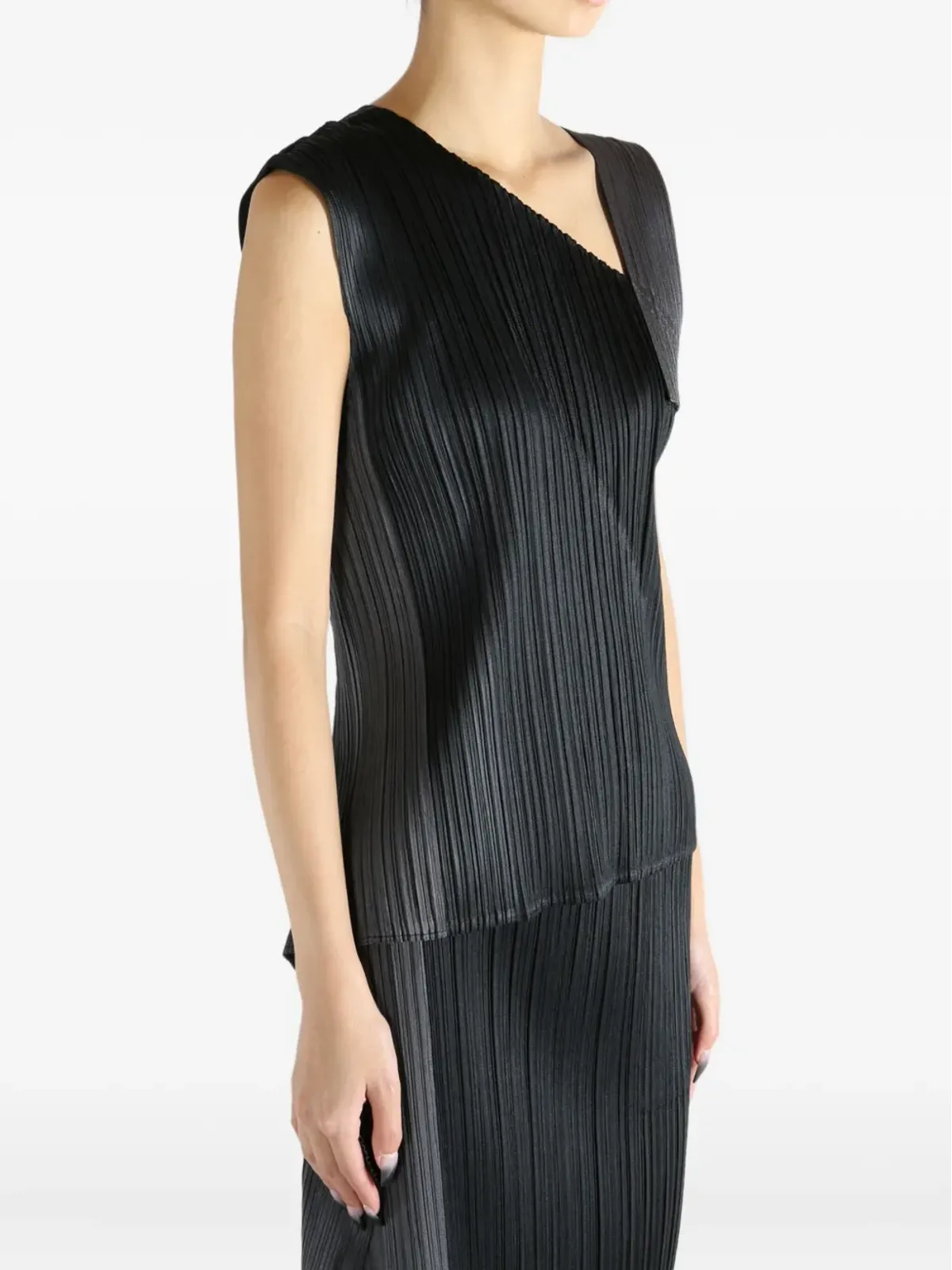Pleats Please Issey Miyake ポワントプリーツ アシンメトリックトップ - 画像4