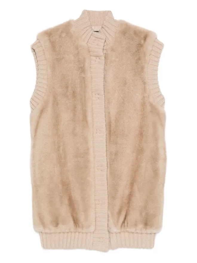 PINKO PINKO ベージュのフェイクファー ニットジレの商品画像