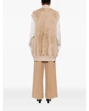 PINKO ベージュのフェイクファー ニットジレ - サムネイル4