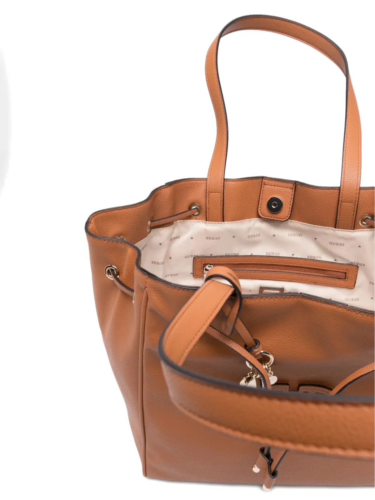 GUESS USA Calebra ロゴプレート付き ドローストリング バケットバッグ - 画像4