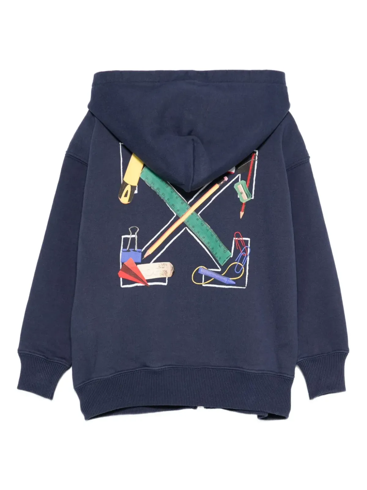 Off-White Kids ジップアップステーショナリープリントフーディ - ブルー - 画像2