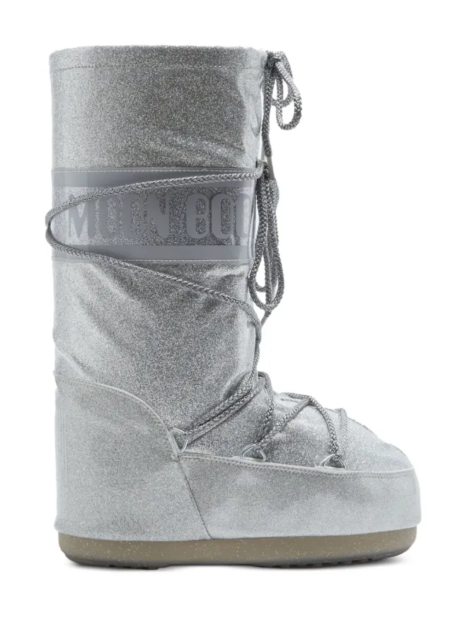 Moon Boot Kids Moon Boot Kids グリッター付きレースアップブーツの商品画像