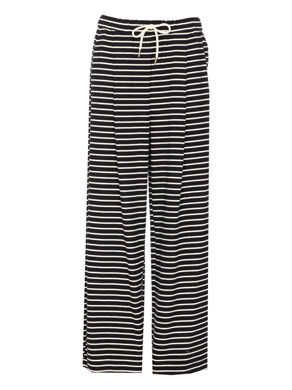 Ele striped-pattern elastic-waistband trousers - Black - 画像1