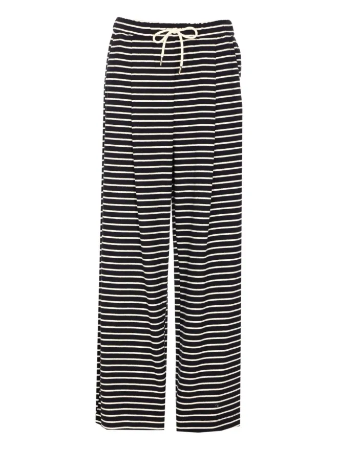 Ele Ele striped-pattern elastic-waistband trousers - Blackの商品画像