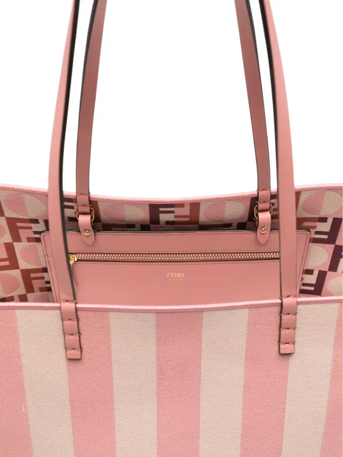 FENDI ピンクのストライプ柄トートバッグ - 画像5