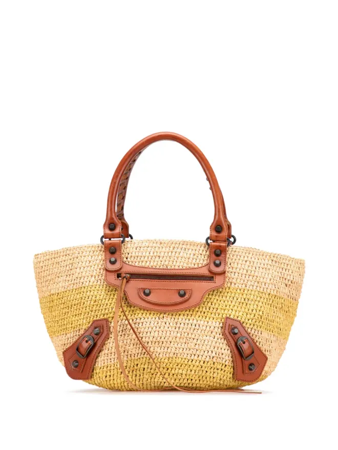 Balenciaga Pre-Owned Balenciaga Pre-Owned ラフィア モトクロス クラシック パニエ バスケット トートバッグ - ブラウンの商品画像